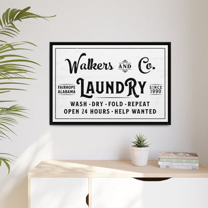 Personalized Laundry Room Sign - Modern Farmhouse Laundry Room Decor | Wash Dry Fold Repeat Wall Art | Custom Laundry Room Sign | Rustic Laundry Decor | Utility Room Prints & Funny Laundry Quotes | Home & Living Housewarming Gift