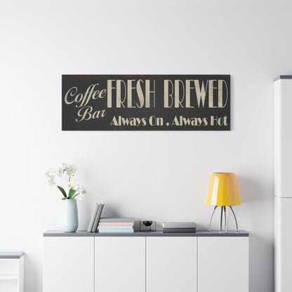 Custom Fresh Brewed Coffee Bar Sign - Personalized Rustic Vintage Style Coffee Wall Sign for Kitchen, Cafe, Office, or Home Bar