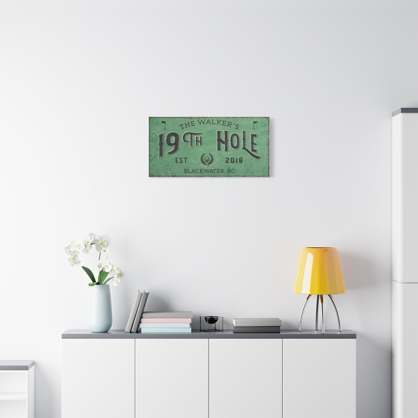 Personalized 19th Hole Signs - Custom Golf Wall Art and Decor for Home Bar, Man Cave, or Coastal Home - Best & Cool Golfer Gift for Him, Dad, or Golf Lover - Vintage Prints, and Masters Party Decorations