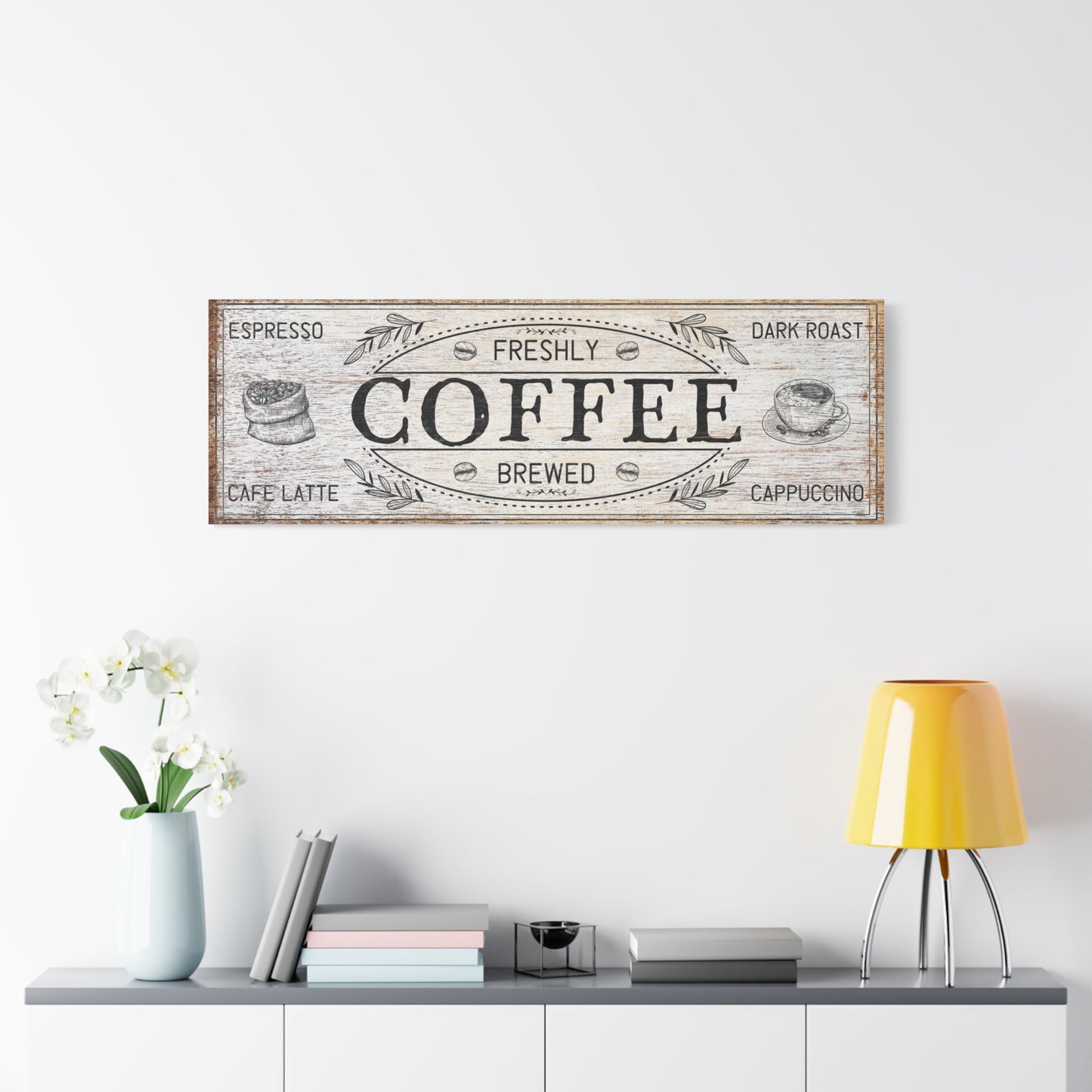 Custom Coffee Bar Sign - Personalized Espresso & Latte Wall Art for Kitchen, Café, Farmhouse or Home Coffee Bar Decor - Rustic Vintage Coffee Station Sign