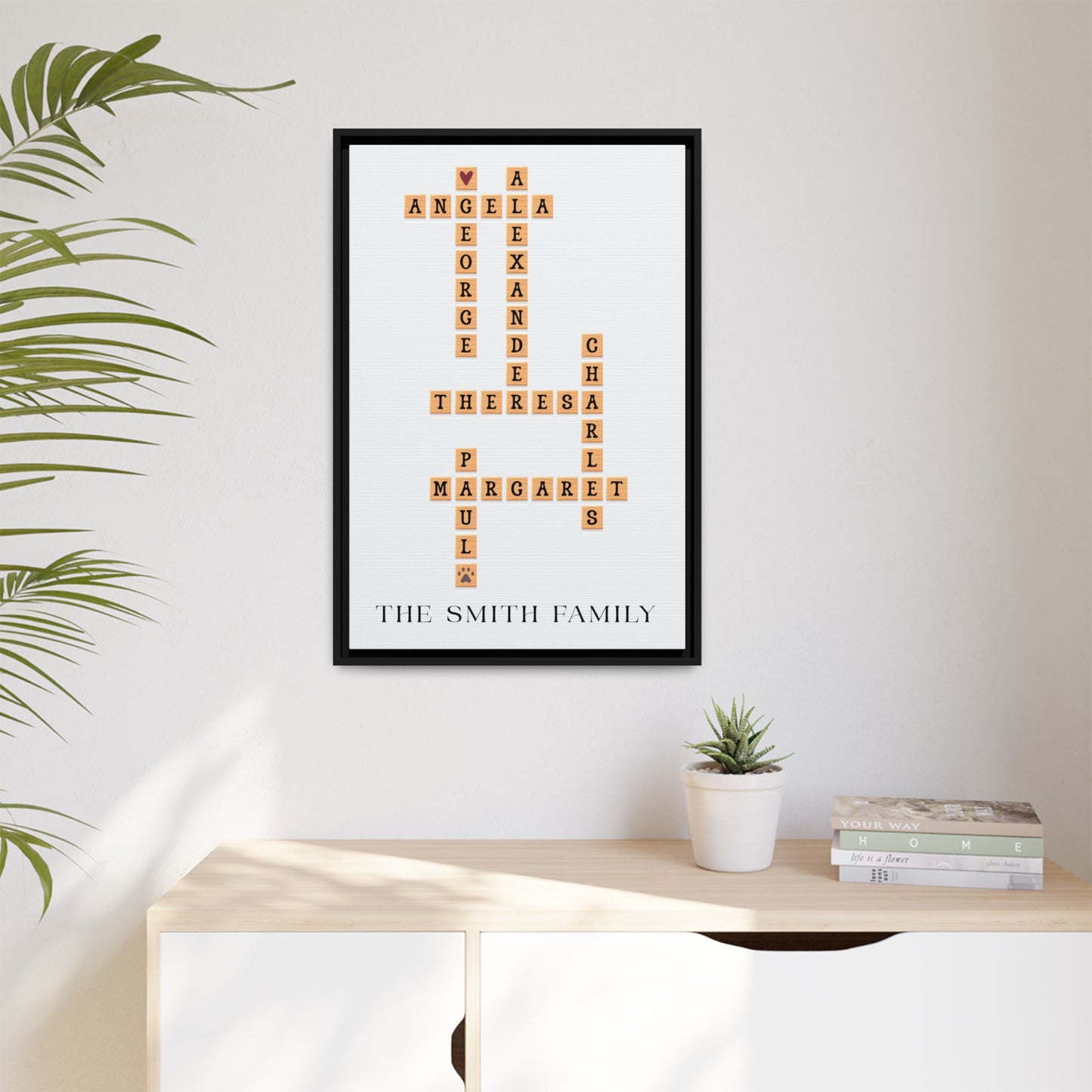 Personalised Family Scrabble Name Sign - Custom Crossword Name Signs for Weddings, Anniversaries, Valentine’s Day & Family Gifts