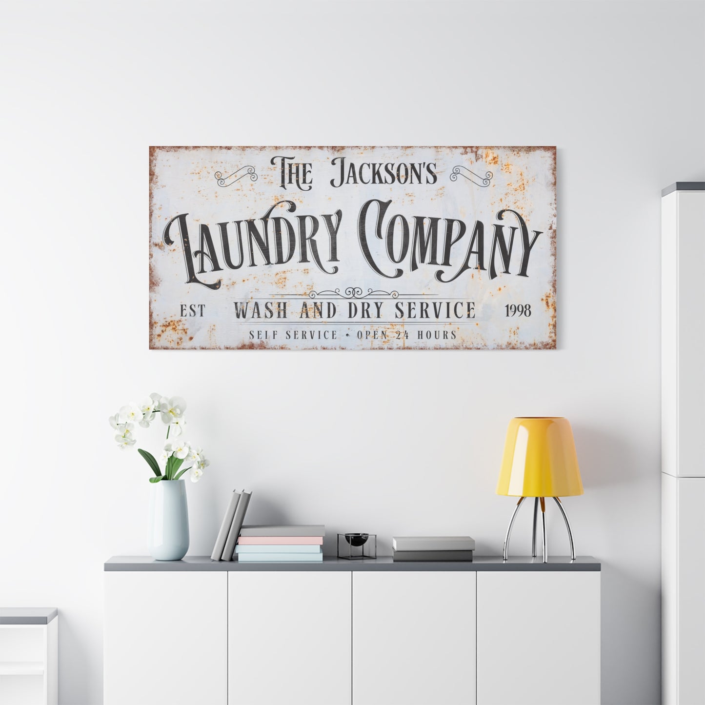 Personalized Laundry Room Sign - Service Sign, Custom Laundry Room Wall Decor, Rustic Vintage Signs, Wash Dry Fold Repeat, Laundry Room Art, Custom Gift Idea, Laundry Co Wall Art, Laundry Room Décor