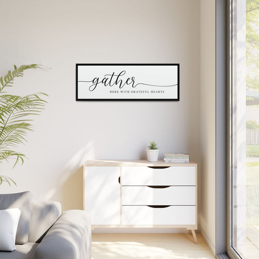 Personalized Master Bedroom Signs - Large Rustic Gather Wall Sign - Gather Framed Sign for Living Room - Word Cut Out Wall Hanging - Housewarming & Christmas Gift - Gather Together With Grateful Hearts