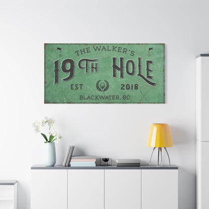 Personalized 19th Hole Signs - Custom Golf Wall Art and Decor for Home Bar, Man Cave, or Coastal Home - Best & Cool Golfer Gift for Him, Dad, or Golf Lover - Vintage Prints, and Masters Party Decorations