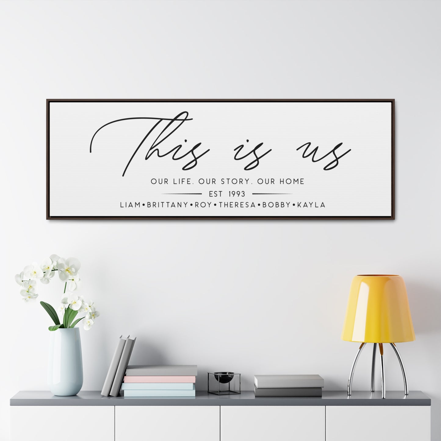 Family Name Sign – This Is Us Sign, Our Life Our Story Our Home Last Name Sign, Family Wall Art Above Couch Decor, Farmhouse Style Living Room Wall Decor