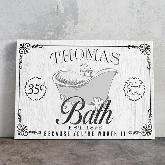 Custom Bathroom Wall Sign | Farmhouse Bath Canvas Wall Art | Personalized Funny & Classy Bath Signs for Kids, Boys, and Adults | Brush Your Teeth & Occupied Signs | Universal & Gender Signs