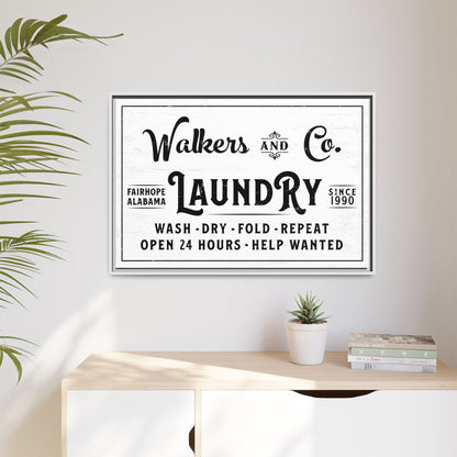 Personalized Laundry Room Sign - Modern Farmhouse Laundry Room Decor | Wash Dry Fold Repeat Wall Art | Custom Laundry Room Sign | Rustic Laundry Decor | Utility Room Prints & Funny Laundry Quotes | Home & Living Housewarming Gift