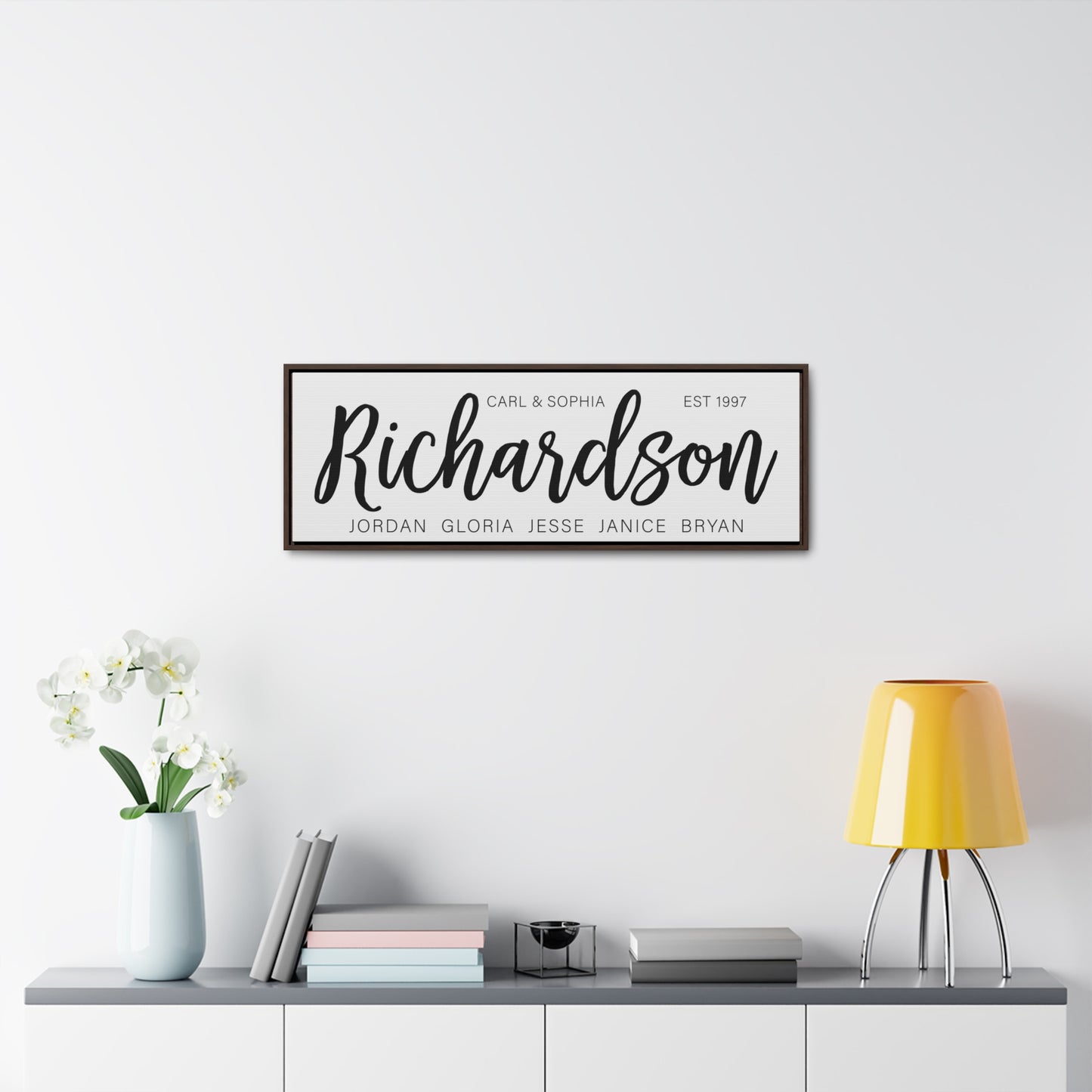 Last Name Sign Family Name Established Framed Canvas Wedding Gift Housewarming Gift and Spring Home Decor