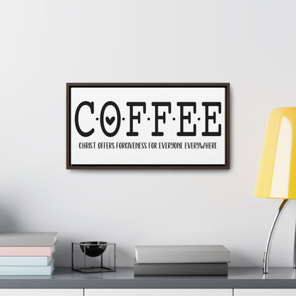 Coffee Bar Wall Art - Horizontal Gallery Wrapped Canvas - Walnut or Black Frame - Rustic Home Décor