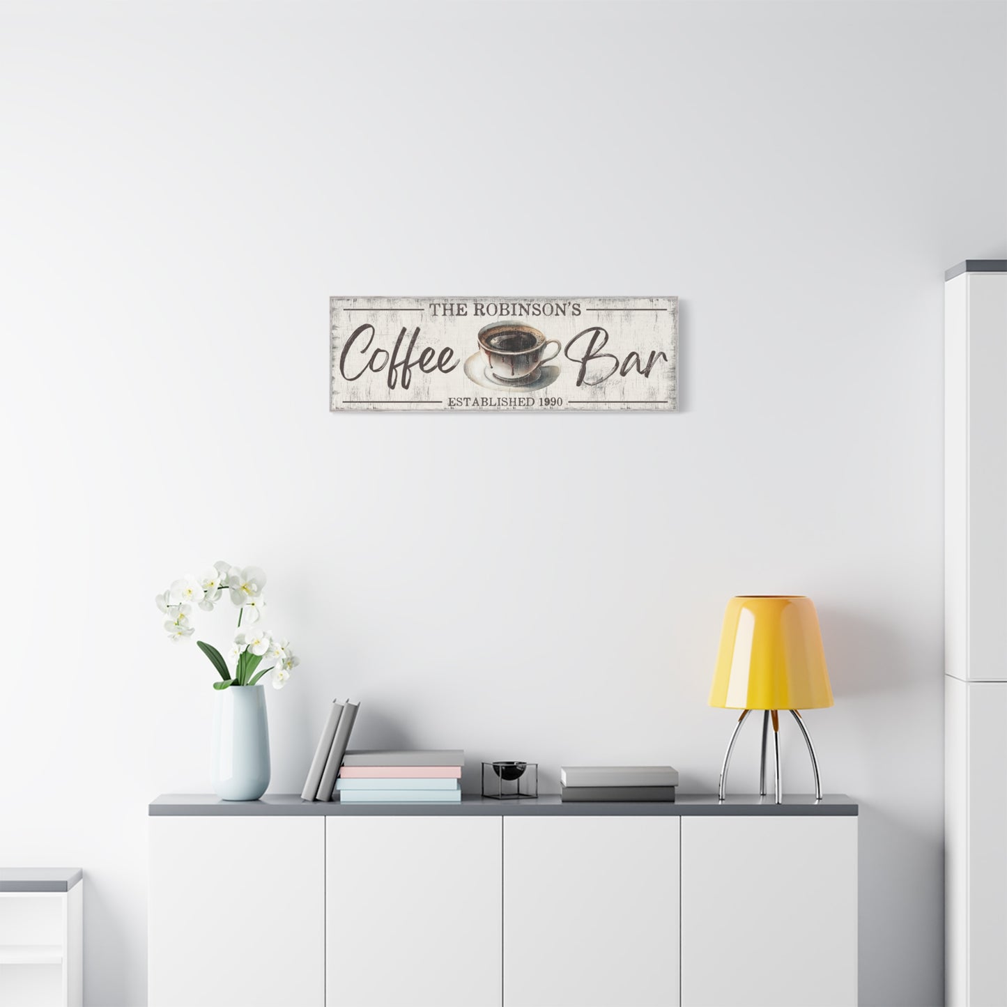 Personalized Coffee Bar Sign - Custom Family Name Coffee Co Sign, Farmhouse Kitchen Canvas Wall Art, Vintage Coffee Shop Decor, Custom Bar Sign, Coffee Lover Gift, Rustic Kitchen Coffee Decor, Coffee Bar Decor for Home