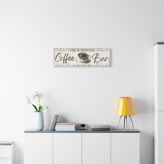 Personalized Coffee Bar Sign - Custom Family Name Coffee Co Sign, Farmhouse Kitchen Canvas Wall Art, Vintage Coffee Shop Decor, Custom Bar Sign, Coffee Lover Gift, Rustic Kitchen Coffee Decor, Coffee Bar Decor for Home