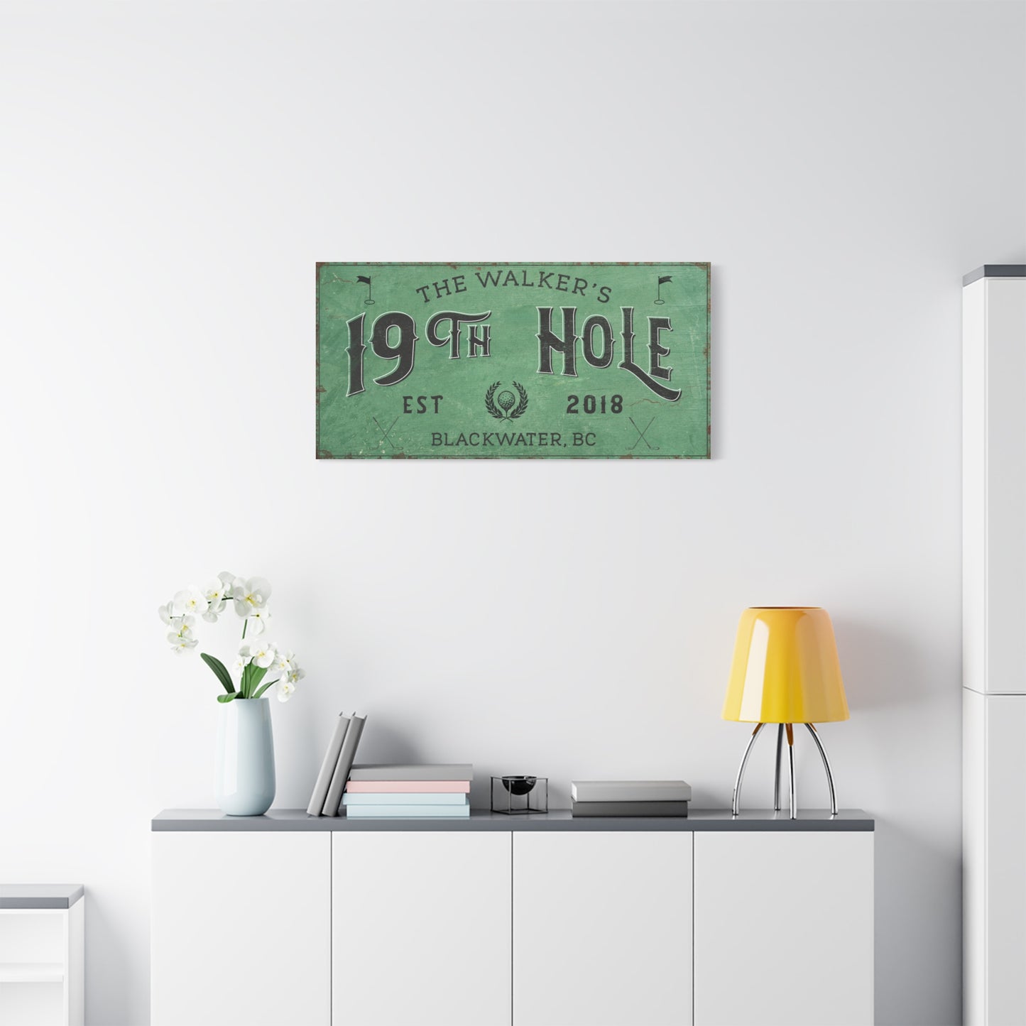 Personalized 19th Hole Signs - Custom Golf Wall Art and Decor for Home Bar, Man Cave, or Coastal Home - Best & Cool Golfer Gift for Him, Dad, or Golf Lover - Vintage Prints, and Masters Party Decorations