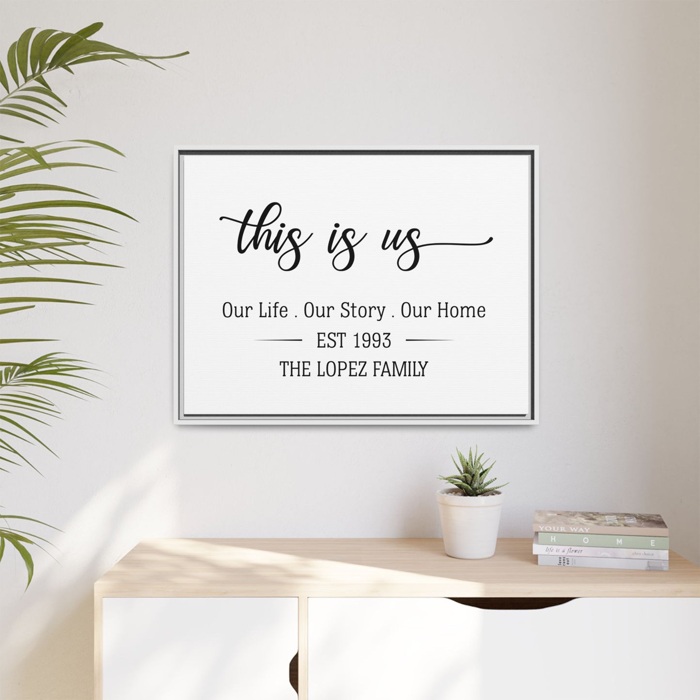 This Is Us Family Name Sign | Our Life Our Story Our Home Last Name Wall Art | Personalized Family Sign for Living Room, Above Couch Decor