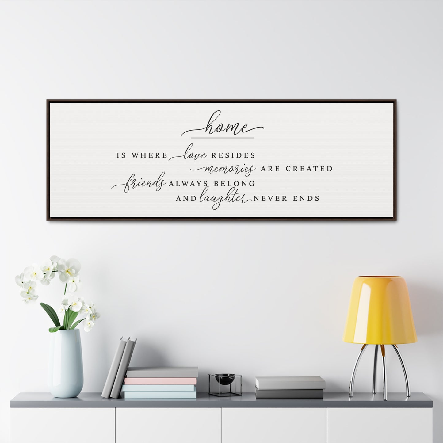 Home Is Where Love Resides Sign – Canvas Wall Art for Family Room and Living Room, Farmhouse Decor, Quality Print, and Framed Home Accent.