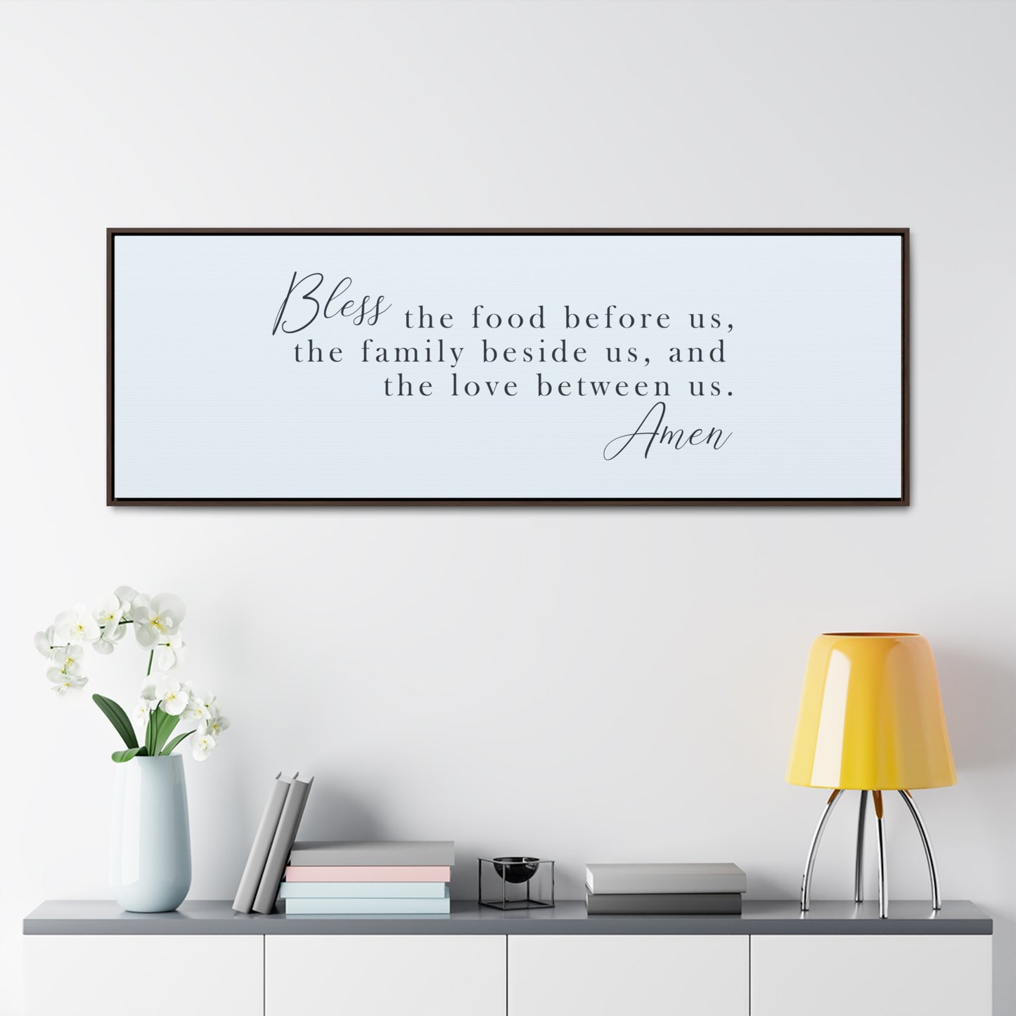 Bless the Food Before Us, The Family Beside Us, and the Love Between Us Sign – Farmhouse Dining Room Decor, Customizable Framed Wall Art