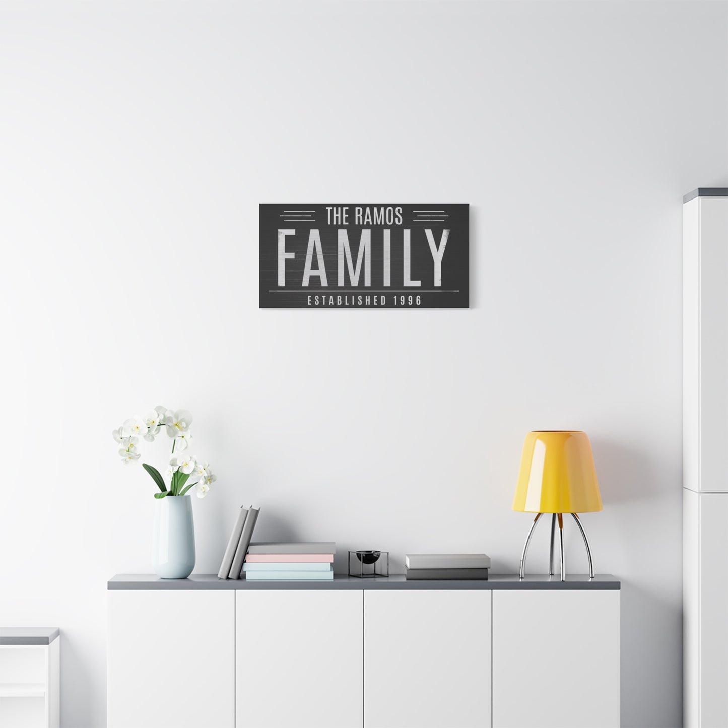 Dark Family Name Sign – Rustic Personalized Canvas Wall Art for Homes