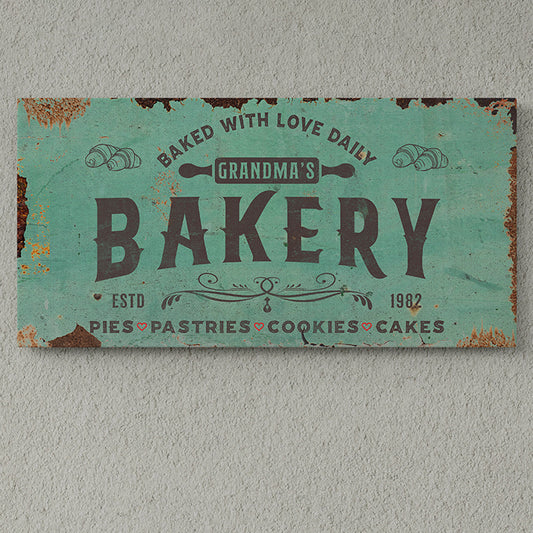 Custom Bakery Sign – Personalized Bake Shop Open Sign, Vintage Rustic Kitchen Decor, Premium Quality Bakery Wall Art, Custom Baking Gift for Bakers, Beach House & Farmhouse Kitchen Decoration