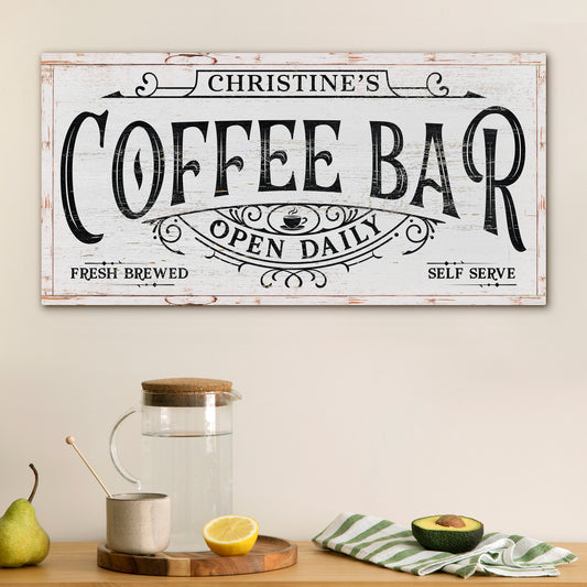 Custom Coffee Bar Sign - Personalized Family Name Coffee Shop Wall Art for Kitchen, Rustic Vintage Espresso Bar Decor, Cafe Sign, Coffee Station Wall Hanging