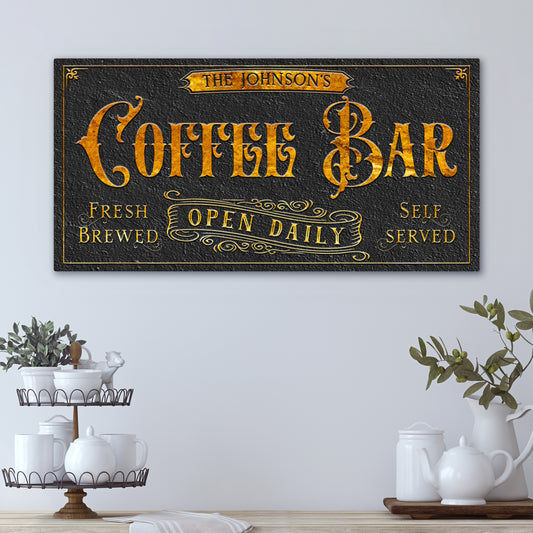 Custom Coffee Bar Sign - Personalized Coffe Bar Wall Decor | Rustic Vintage Cafe & Espresso Bar Sign | Modern Farmhouse Coffee Station Art