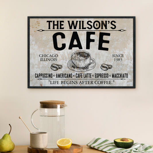 Custom Coffee Bar Sign - Personalized Family Name Espresso Cafe Wall Art | Rustic Vintage Farmhouse Coffee Shop Decor | Coffee Lover Gift for Housewarming