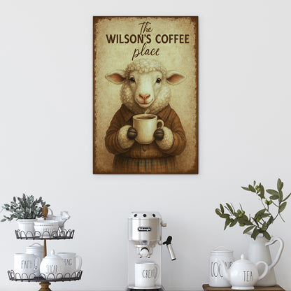Custom Rustic Cow Coffee Bar Sign - Personalized Wall Art for Coffee Station - Fluffy Scottish Cow Coffee Bar Sign - Coffe Shop Sign Wall Art