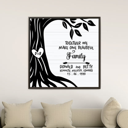 Custom Family Tree Sign - Personalized Family Tree Template, Ancestral Pedigree & Genealogy Chart Wall Art -Adoption Quote - Second Marriage Decor