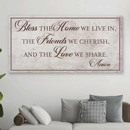 Bless Our Home, Friends, and Love Canvas Wall Art – Personalized Quotes for Our Living Room