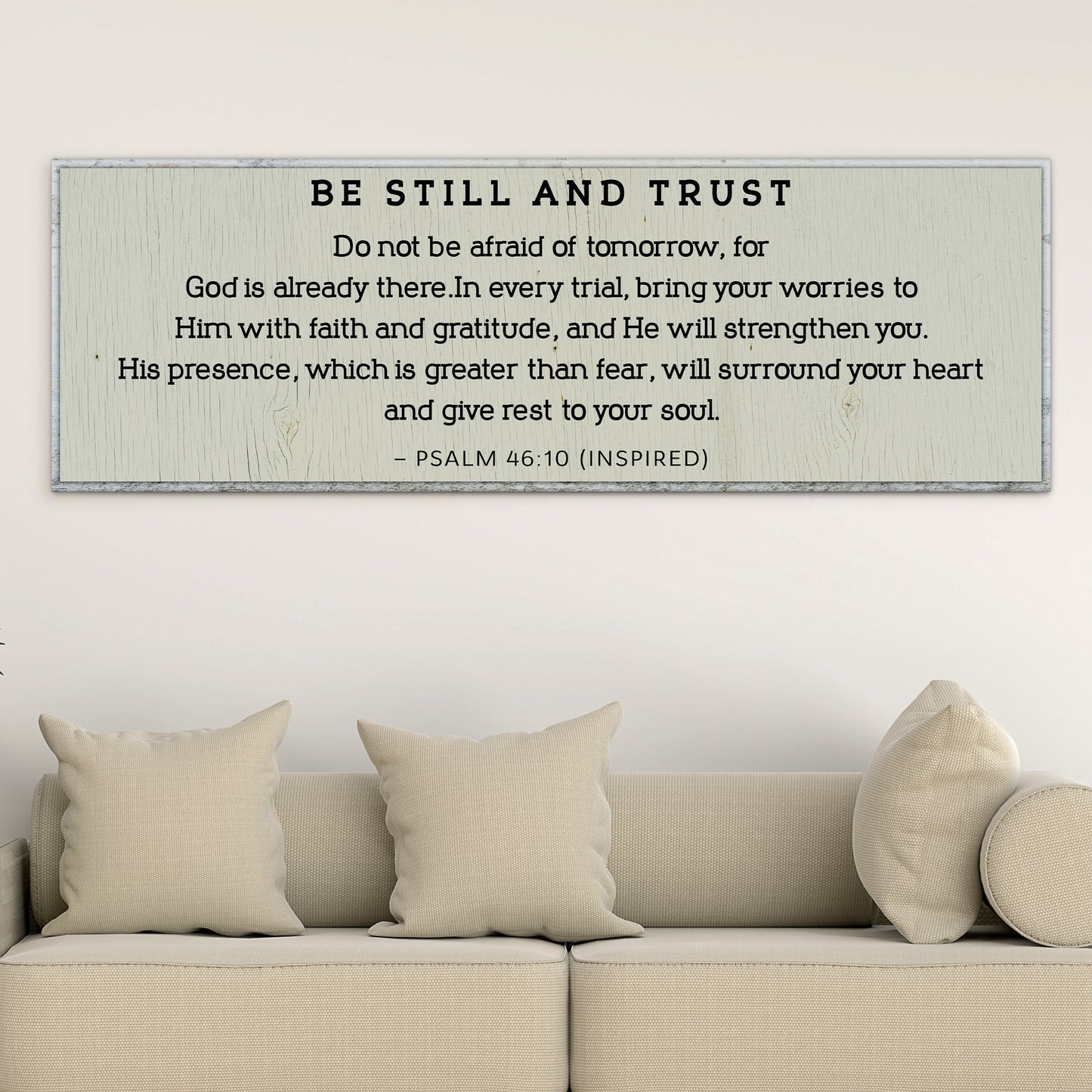 PSALM 46:10 – Be Still and Trust Canvas Wall Art - Personalized Living Room Quotes