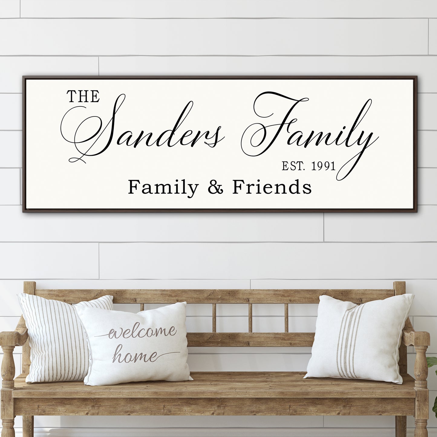 Personalized Family Name Sign with Kids' Names - Custom Framed Last Name Wall Art for Minimalist Birthday Calendar & Celebrations - Fully Assembled Perpetual Family Gift