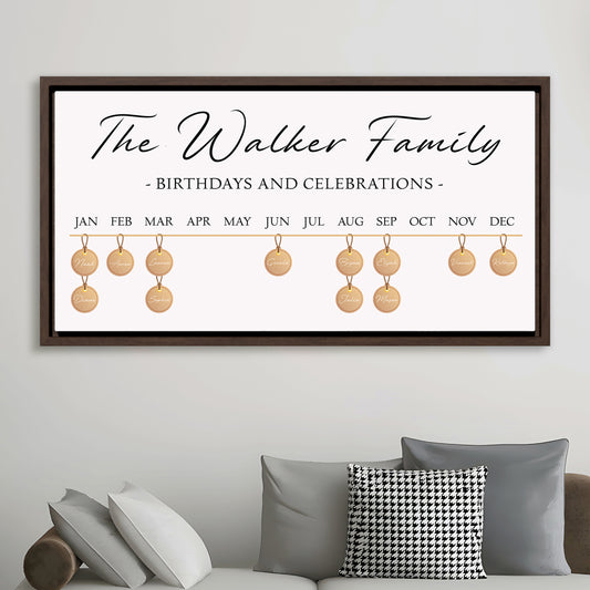 Personalized Family Name Sign with Kids Names | Custom Sign Boards for Family Birthdays and Celebrations | Kids Birthday Calendar Sign