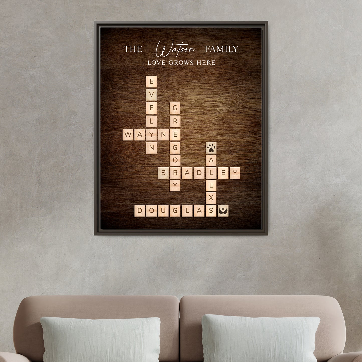 Custom Family Name Signs Scrabble - Personalized Scrabble Family Name Print, Unique Crossword Poster Wall Art - Birthdays, Weddings, Anniversaries, Holidays & Special Occasion Gifts