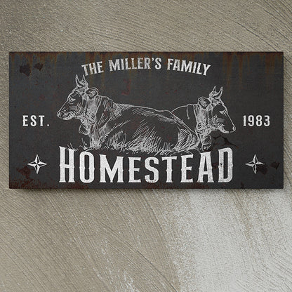 Personalized Rustic Homestead Sign - Custom Family Farmhouse Wall Decor, Vintage Farmhouse Art, Homestead Logo for Sign, Custom Farm and Family Established Signs, Rustic Farmhouse Kitchen & Home Decor, Unique Homestead Gift Ideas
