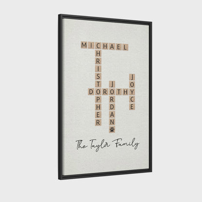 Personalized Family Name Sign – Custom Letter Tile Print, Scrabble Puzzle Family Names, Unique Crossword Print, Last Name Sign, Perfect New Home or Gift Ide